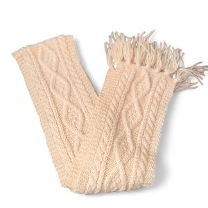 Cream Wool Knit Scarf